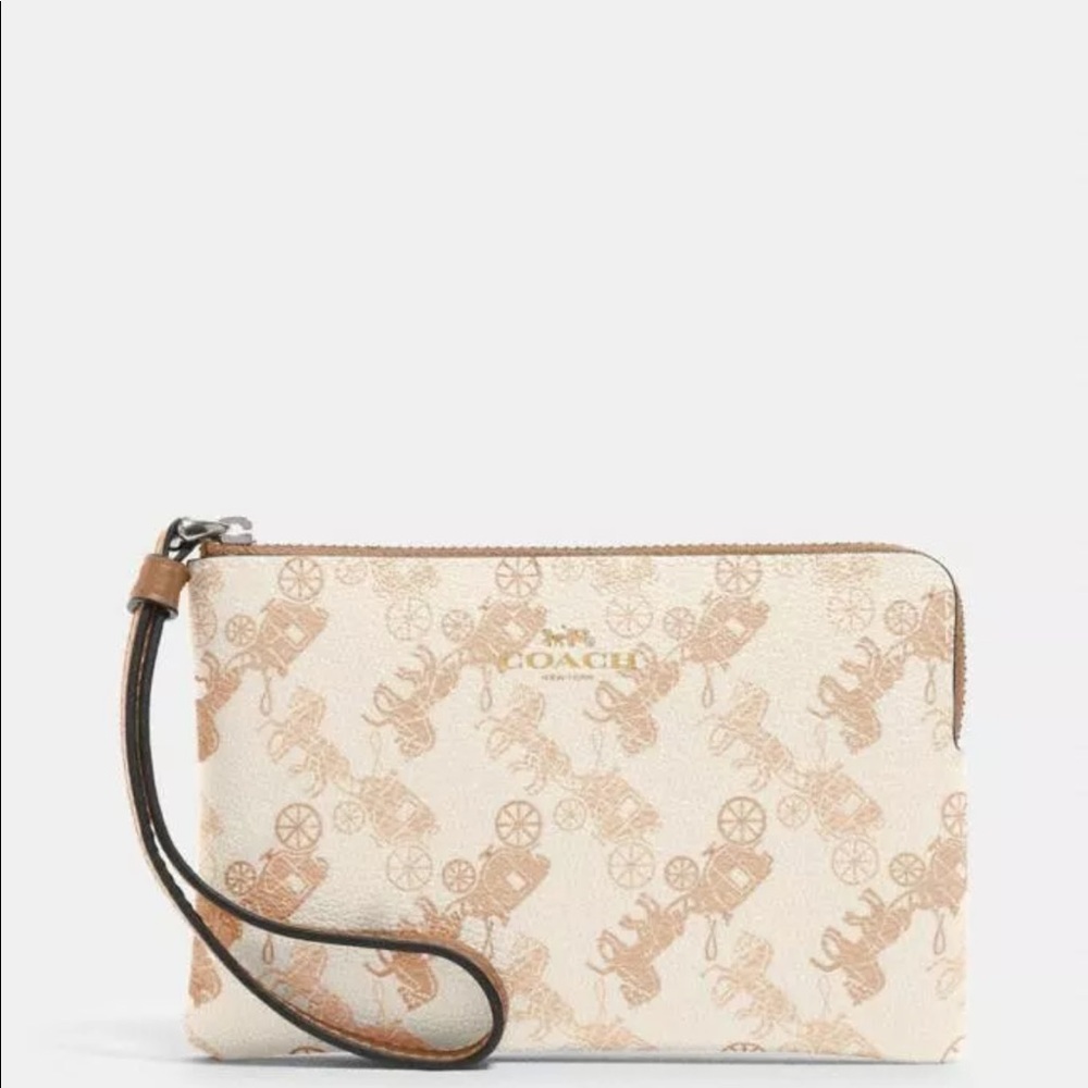 COACH Horse and carriage cream & beige wristlet - Picture 3 of 12